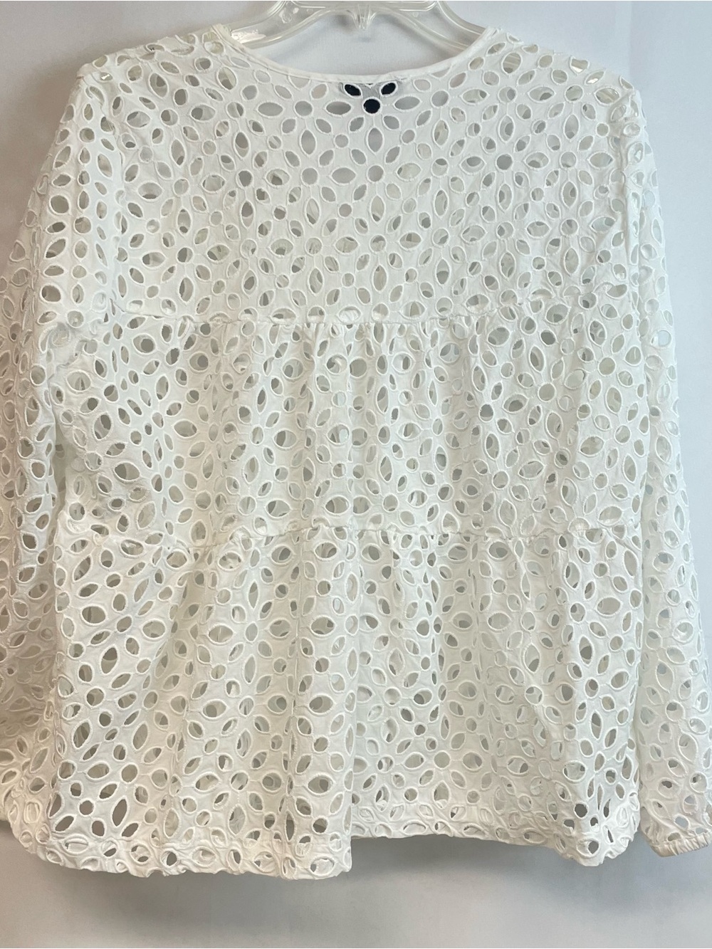 LOFT White Eyelet Tie-Neck Peasant Blouse - Picture 2 of 6